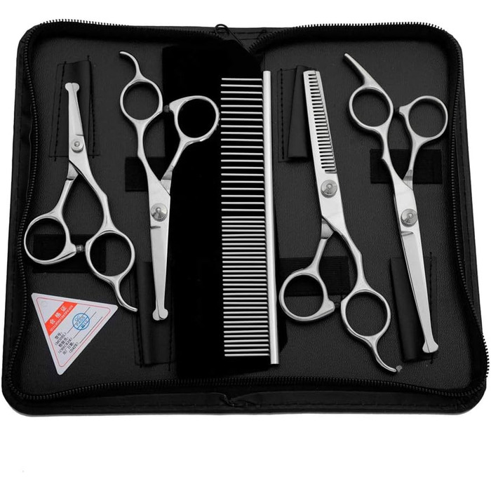 Набір для грумінгу тварин, професійний: ножиці, тример, витончувальні ножиці, безпечні закруглені кінці