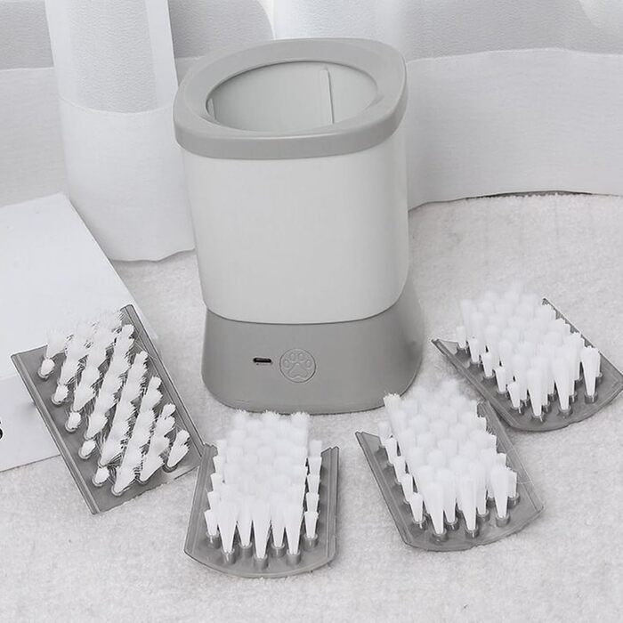 Автоматичний очищувач лап для собак | Очисник лап з бризкозахистом, 2 швидкості, аксесуар для догляду за собаками, для кемпінгу, подорожей, на вулицю сірий