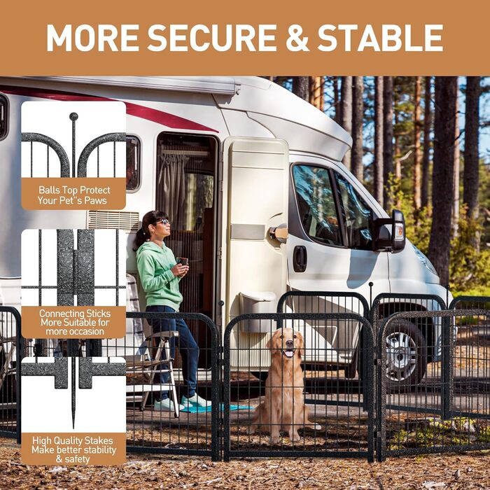 Металевий вольєр для собак Petorldog з 16 панелей, 101,6 см, для великих, середніх та маленьких собак, для дому та вулиці, ідеально для кемпінгу, двору та автодому