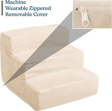 Сходинки для собак Petmaker: 4 сходинки для ліжка/дивану, антиковзка підставка, щільний пінополіуретан, знімна та пральна оббивка, для котів та собак (30 см, 3 сходинки)