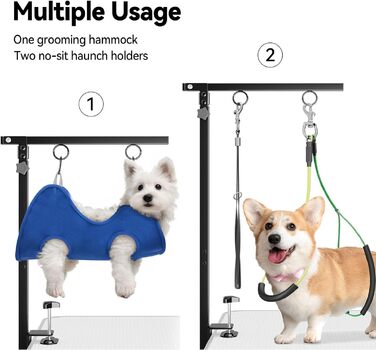 Підставка для грумінгу тварин з металу WZBHCZLJ зі складним дизайном та розслаблюючою гамаком. Стійка до корозії, нержавіюча сталь
