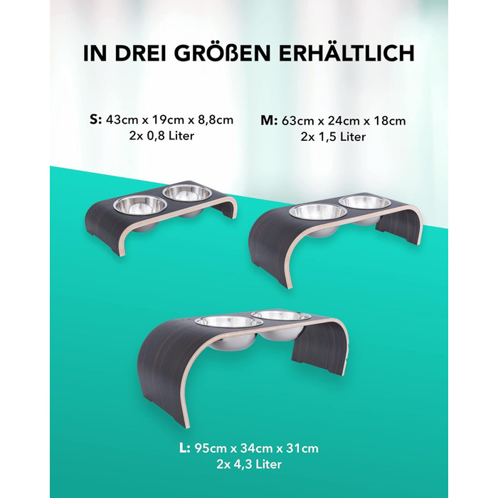 Набір мисок для собак ilaCasa Makassar - 2 шт. Підвищені, для корму та води