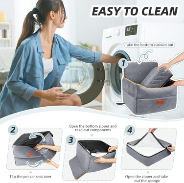 Автомобільний лежак для собак: сірий, з кишеньками та поводом, для собак малого та середнього розміру