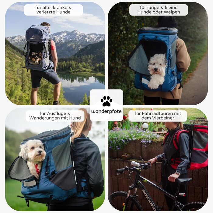 Hunderucksack Wanderpfote Trekking Light S, 8 кг, блакитний - переноска для собак та котів