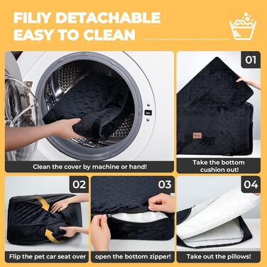 Автокрісло для собак великих та середніх порід до 27,2 кг – З піднятою передньою частиною 35,6 см, подушка з memory foam, знімний чохол (Чорний)