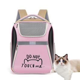 Транспортна переноска для кота та собаки PJDDP Rosa - рюкзак для тварин з сітчастими вікнами, рожевий