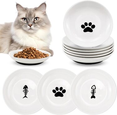 Набір мисок для котів GMMG, 6 шт. з кераміки, плоскі, для корму, миски для котів