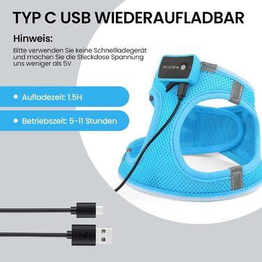 Світлодіодне нашийник для собак PcEoTllar: безпека та видимість у темряві (3 режими, S, блакитний)