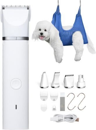 Набір для стрижки котів Leise: професійна машинка для стрижки котів, собак, набір для догляду за лапами, очима, вухами та обличчям. USB-C зарядка.