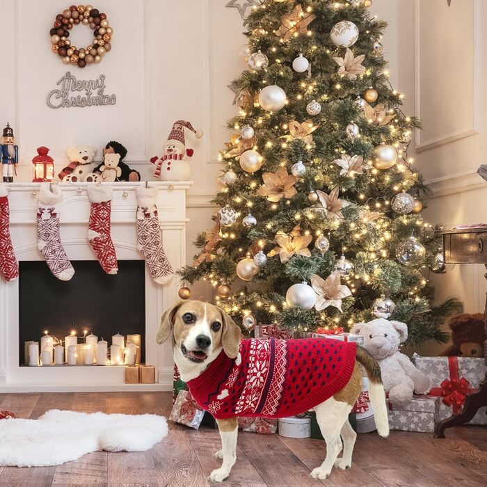 Пуловер для собак SCENEREAL: теплий, стильний, для будь-якої породи. Ідеальний для зими, свят та відпочинку. Червоний, без шапки, X-Small