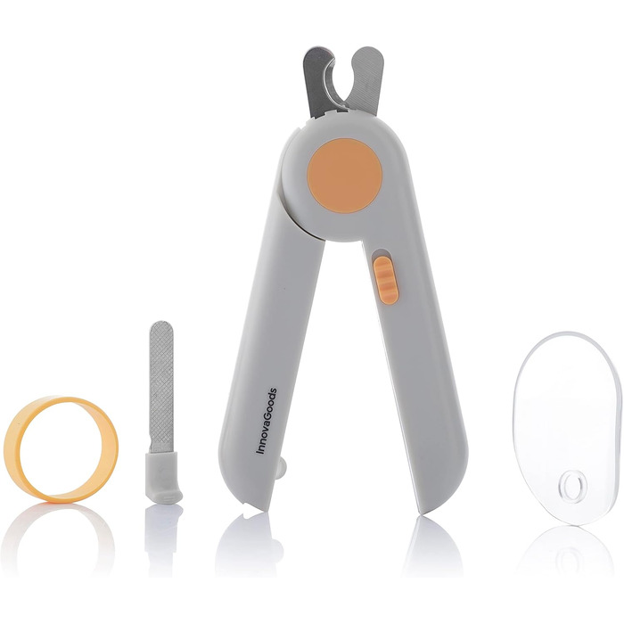 InnovaGoods® Ножиці для стрижки кігтів домашнім тваринам LED Clipet, знімний нашийник для шліфування у ручці, ефективний напівкругла зріз, компактний та легкий дизайн, ідеально підходить для домашніх тварин