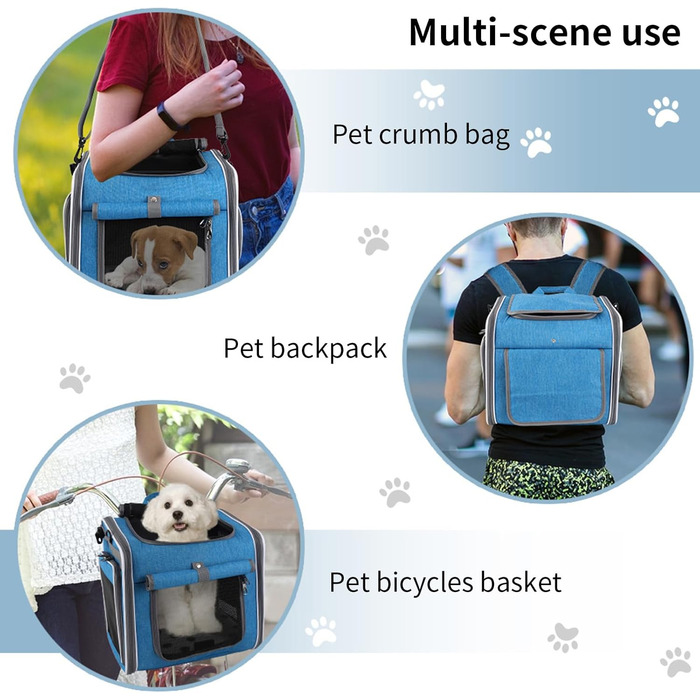 Кошик для собак на велосипед, передній кошик, рюкзак з вентиляцією, регульований транспорт для прогулянок та подорожей
