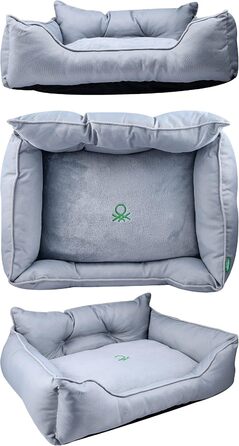 Крісло-ліжко для собак середніх порід Benetton, сіре, розмір M, 65x50x20 см, поліестер, можна прати в пральній машині