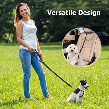 Авторемні для собак, 2 шт., регульовані, безпечні повідки, автокріплення для тварин, котів, собак (з покращеною чорною версією з безпечною застібкою, 1 шт.)