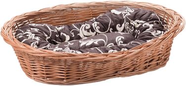 Вільхове ліжко для собак та котів - зручне та стильне, 58x42x15 см, коричневе з мереживом