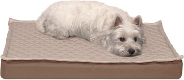 Гірчичне собаче ліжко Furhaven з охолоджуючим гелем, водонепроникне, для собак середніх та великих порід (до 25 кг), знімний та пральний чохол, Oxford Polycanvas, розмір L (76 x 51 x 8 см)