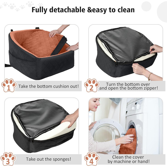 Автокрісло для собак - чорний/червоно-коричневий, для собак до 13,6 кг, знімний, з підстаканником та безпечним ременем