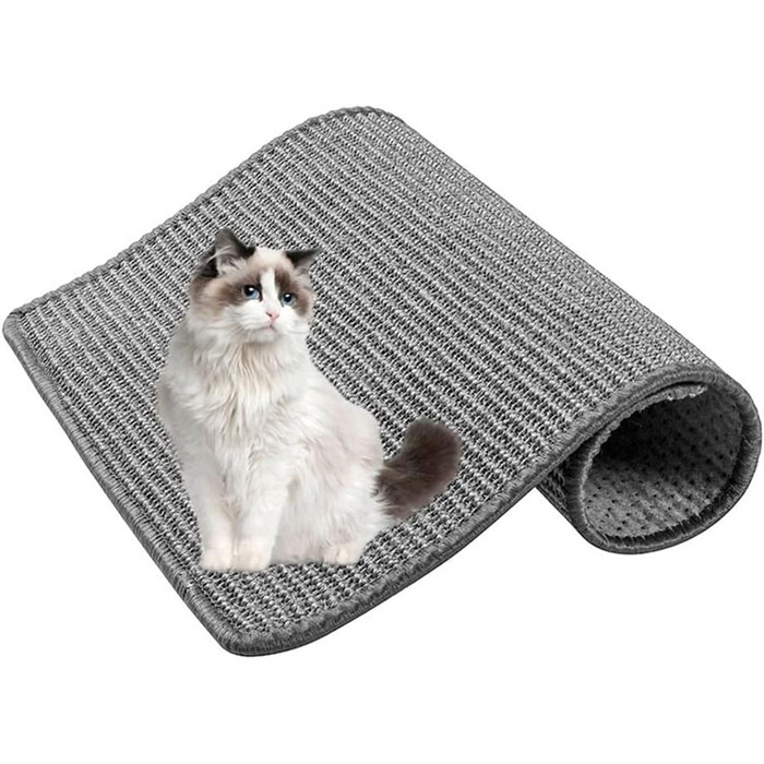 Килимок для котів Lukery з сизалю, 50x80 см, сірий - захист від подряпин