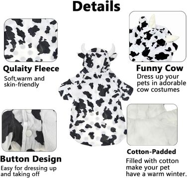 FLAdorepet Костюм для собак на Хелловін: костюм корівки, тепла флісова куртка для великих собак, теплий халат, толстовка з капюшоном, веселий одяг для собак, Золотий Ретривер, білий, розмір 6XL (Обхват грудей 89.9 см | 30-36 кг), 7XL (Обхват грудей 97.8 с
