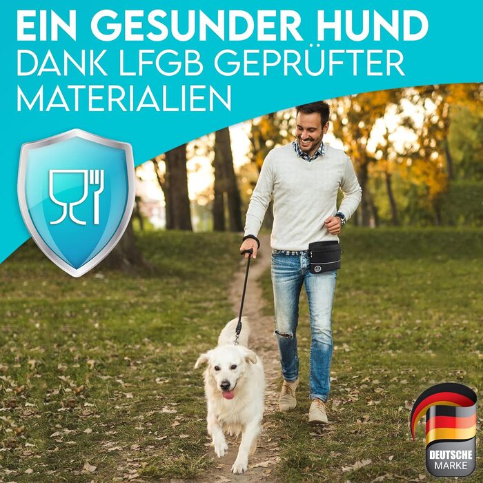 Лекарська сумочка для собак HUND IST KÖNIG з магнітною застібкою, 2 кишені на блискавці, знімною внутрішньою кишенею, для прогулянок та дресирування, з eBook, чорний [L]: 20 x 17 x 3,5 см