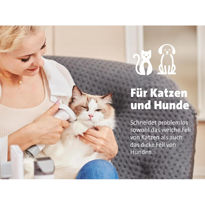 Набір для грумінгу тварин Molly&Cody SAMSON 7-в-1: машинка для стрижки, пилосос для шерсті, 6 насадок. Для собак та котів.