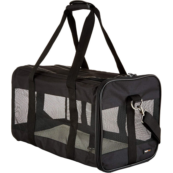 М'яка переноска для собак Amazon Basics, чорна, L, 50x26x28 см