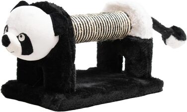 Дряпак для котів з сизалю та плюшу в формі панди, 56 x 18 x 18 см, чорний