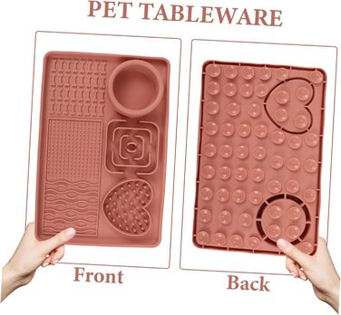 Килимок для годування собак та котів з присосками, нековзний, для повільного годування, рожевий, велика місткість