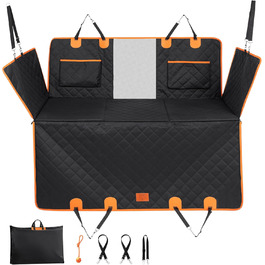 Захисний чохол на автосидіння для собак середніх та великих порід, з ременями безпеки, іграшкою, пилозбирачем, водовідштовхувальний, стійкий до подряпин, гамак з жорстким подовженням, захист заднього сидіння, для подорожей