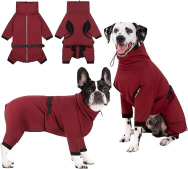 Водонепроникний теплий зимовий одяг для собак Cyponpy з капюшоном, з блискавкою, для собак, червоний, розмір S (довжина спини 31-35 см)