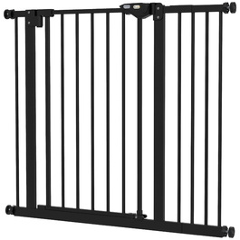 PawHut Door Gate Gate, Шлагбаум, 74-80/87-94 см, Сходові ворота для домашньої тварини, Ворота для собаки в т.ч. різні надставки, Захисні ворота без свердління, Метал, Пластик, Чорний | Аосом