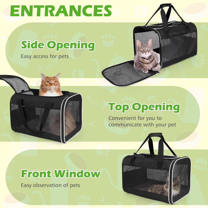 Транспортний бокс для котів Lannvan, до 6,5 кг, чорний (45x30x30 см)