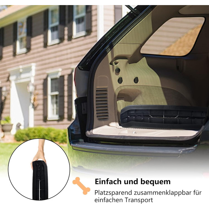 Східці для собак HENGMEI - рампа в багажник авто, 156x40 см, чорний колір