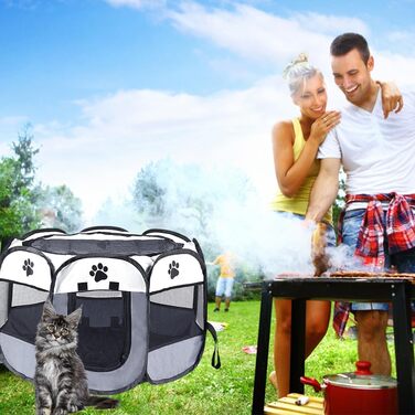 Клітка-забіг для цуценят та собак, складана, сірого кольору, 73x73x43 см