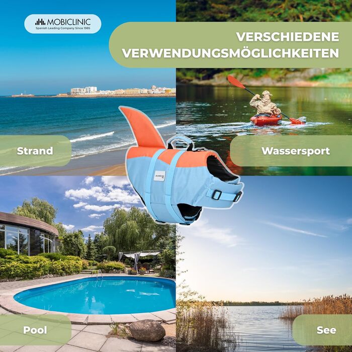 Spas-жилет Sharky для собак, XL: яскравий, плавучий, з ручкою для рятування, синьо-помаранчевий