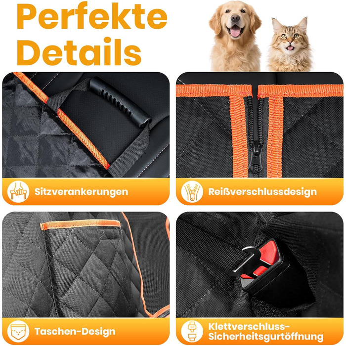 Захист для заднього сидіння авто для собак, 600D, водовідштовхувальний, стійкий до подряпин, з боковими захистами та оглядовим вікном, універсальний, для собак