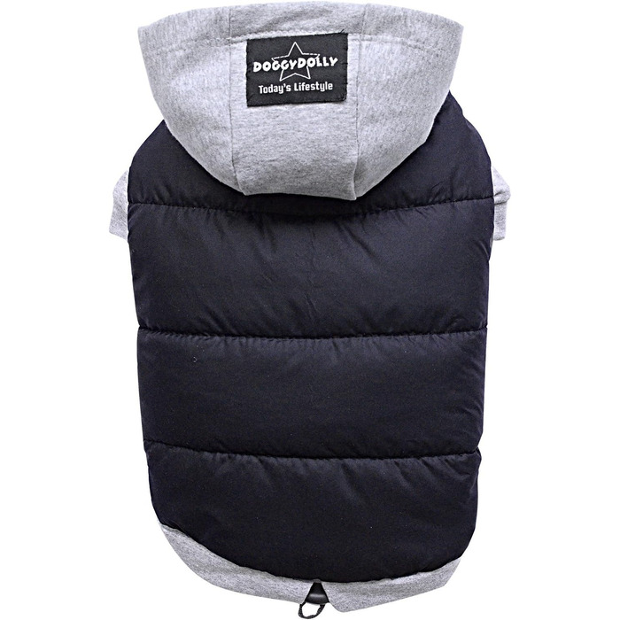 Зимовий теплий одяг для собак Doggy Dolly W109 - куртка з капюшоном, чорно-сіра, розмір XXL