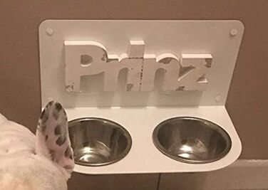 Підставка для корму Schmeck.bar для собак: стабільна, настінна, з мисками (2xS), білий матовий, 400x187x227 мм