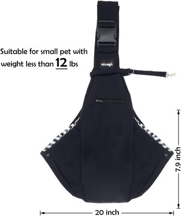 NATUYA Сумка-переноска для собак та котів, бавовняна, чорна, для прогулянок та подорожей