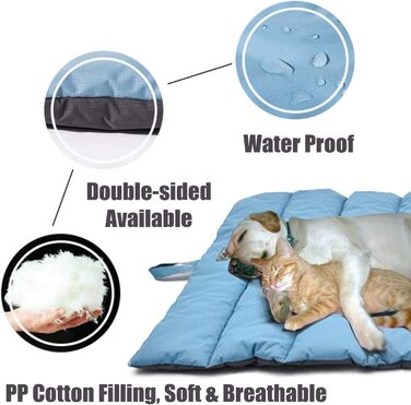 Водонепроникний килимок для собак на вулицю, складаний, миючий, великі породи, портативний, 110x68 см (Блакитний)