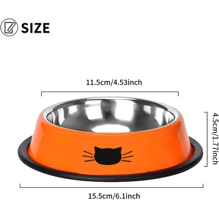 Набір мисок для котів Katzennäpfe: 4 шт. з нержавіючої сталі, протиковзкі, для води та корму, підходить для котів та цуценят