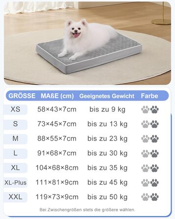 Ортопедичне ліжко для собак KSIIA, 58x43x7 см, сіре - зручне та миється, знімний матрац