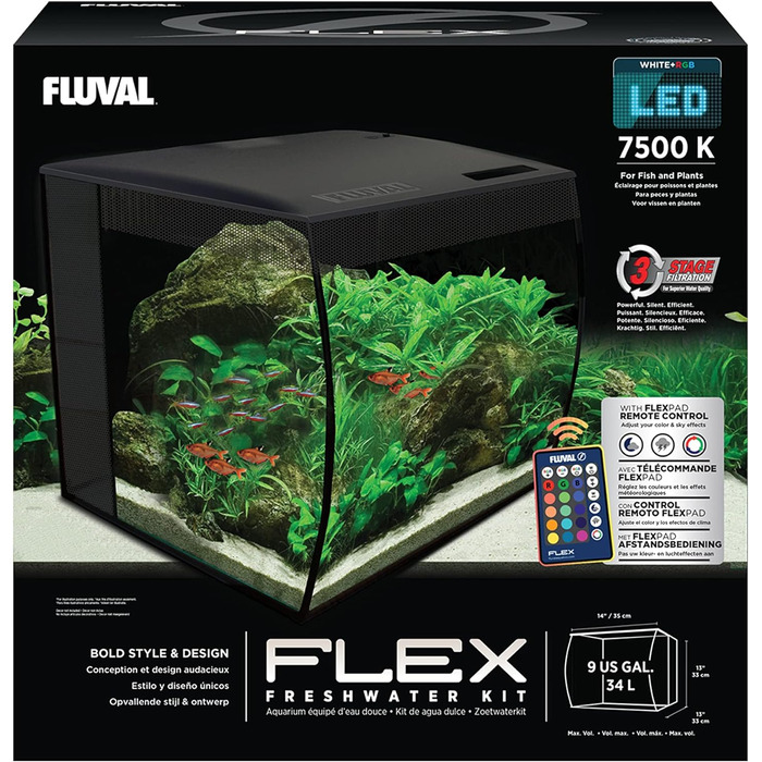 Акваріум Fluval Flex Nano 34 л, прісноводний, чорний колір