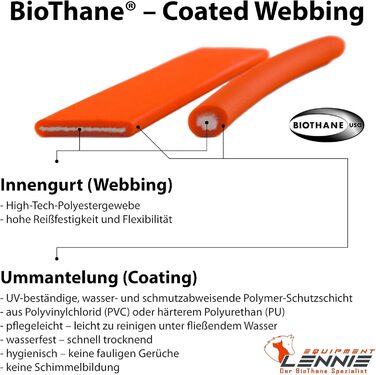 Повідок-водилка LENNIE BioThane 5 м неон-оранжевий 16 мм для великих собак, зшитий