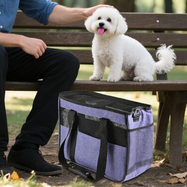 Сумка-переноска для собак та котів Ruwshuuk, багатофункціональна, з кишенями, дихаюча, для прогулянок, подорожей, кемпінгу, відпочинку, активного відпочинку (фіолетова)