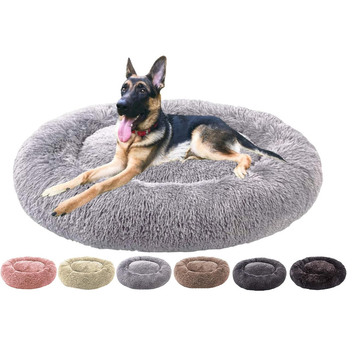 Кругле м'яке ліжко для собак та котів, Ø 60/100 см, світло-сірий колір