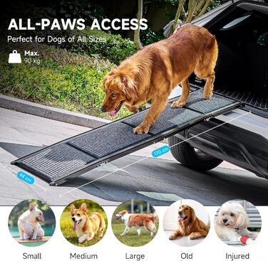 Східці для собак CO-Z, 170 см, розкладні, до 90 кг, з антиковзким покриттям, для всіх автомобілів