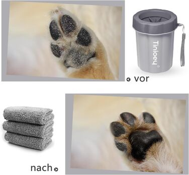 Очисник лап для собак з рушниками (3 шт.) | Аксесуар для собак середніх порід | Очисник лап | Розмір M, сірий