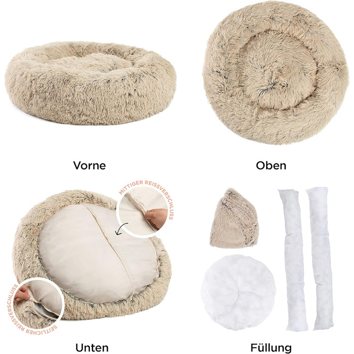 Круглий лежак для собак та котів Best Friends by Sheri - заспокійливий, 91x91 см, Taupe (бежевий)