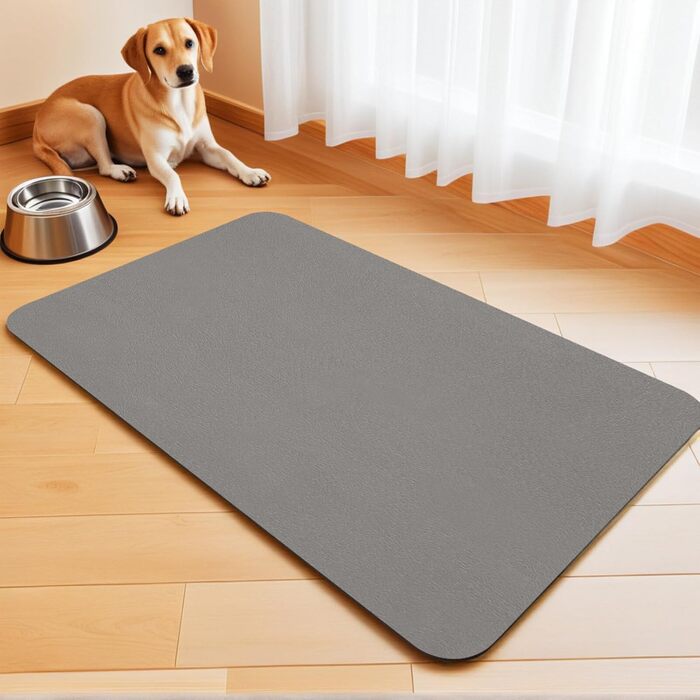 Підкладка під миску для собак та котів, нековзна, 60 x 150 см, сірий колір